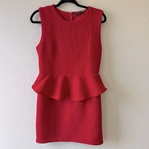 Mittoshop Women’s Red Peplum Mini Dress Size Large NWT